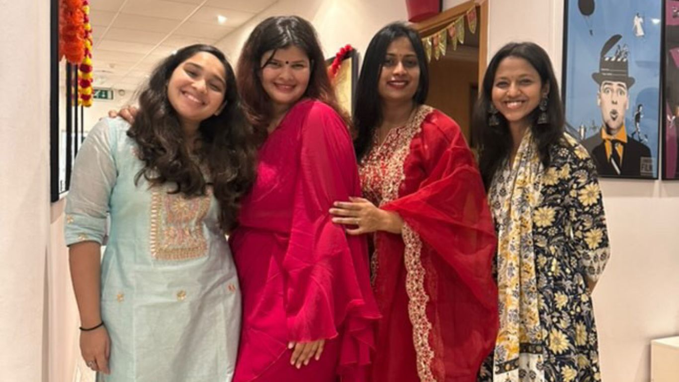 Students in traditional dress celebrating Diwali