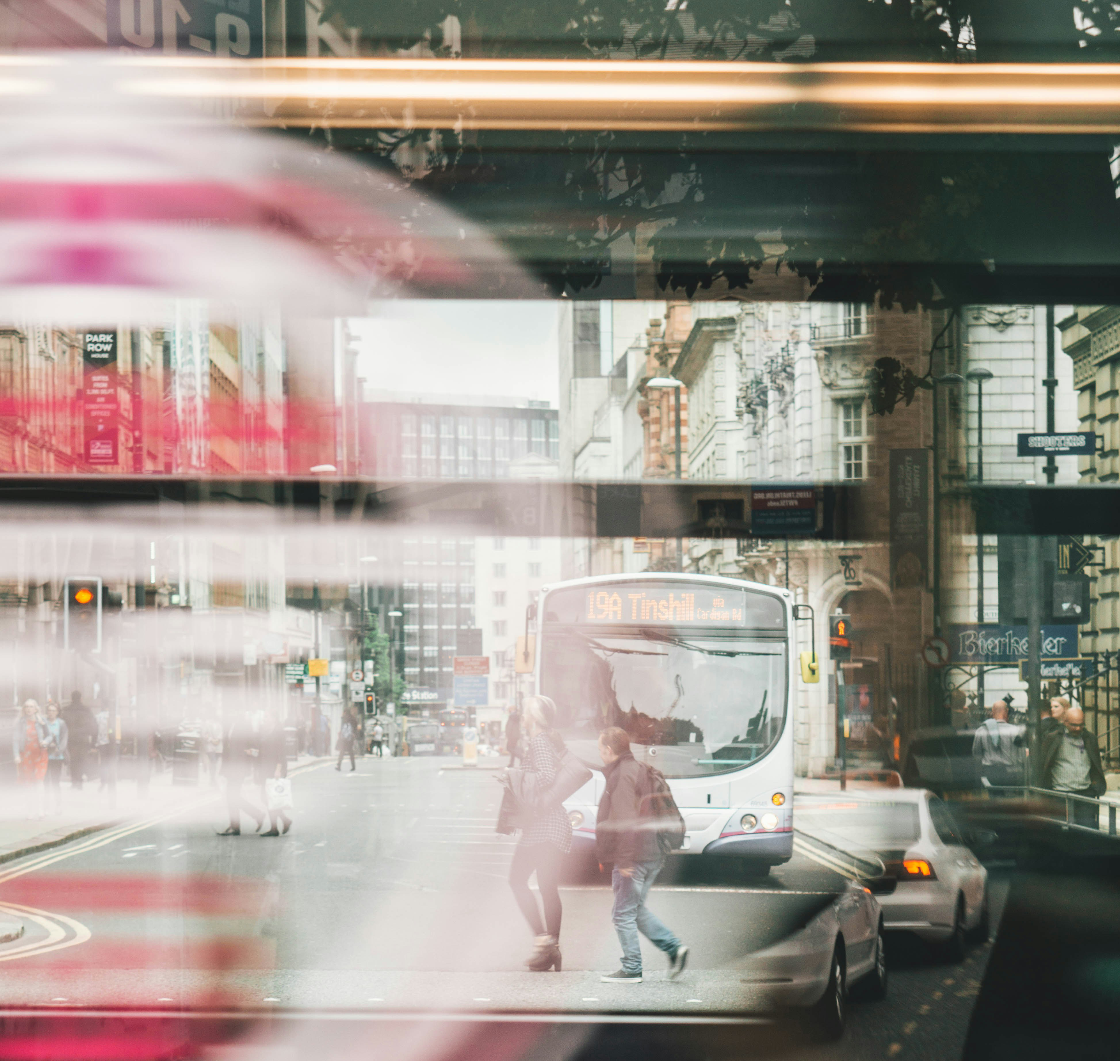 Shot of a UK bus on the road 