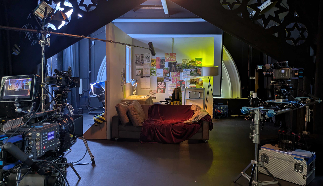 Film studio with cameras