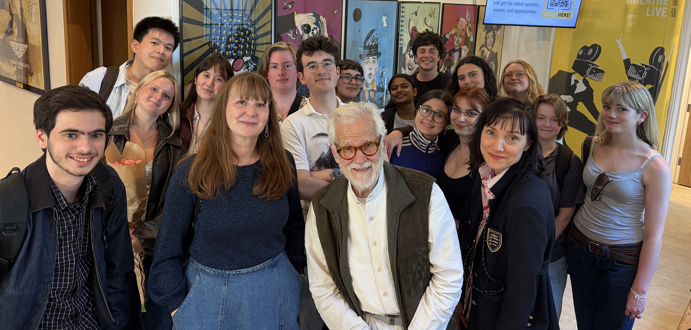 Students and filmmakers, smiling