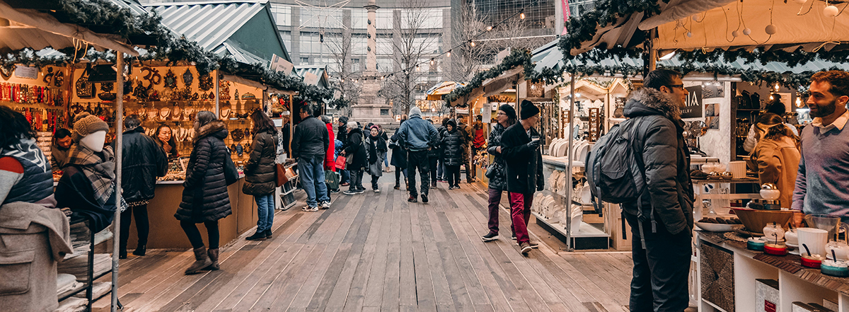 Busy crafts market during winter